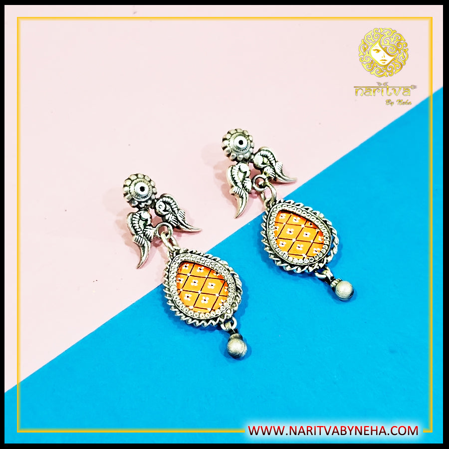 Orange painted earrings