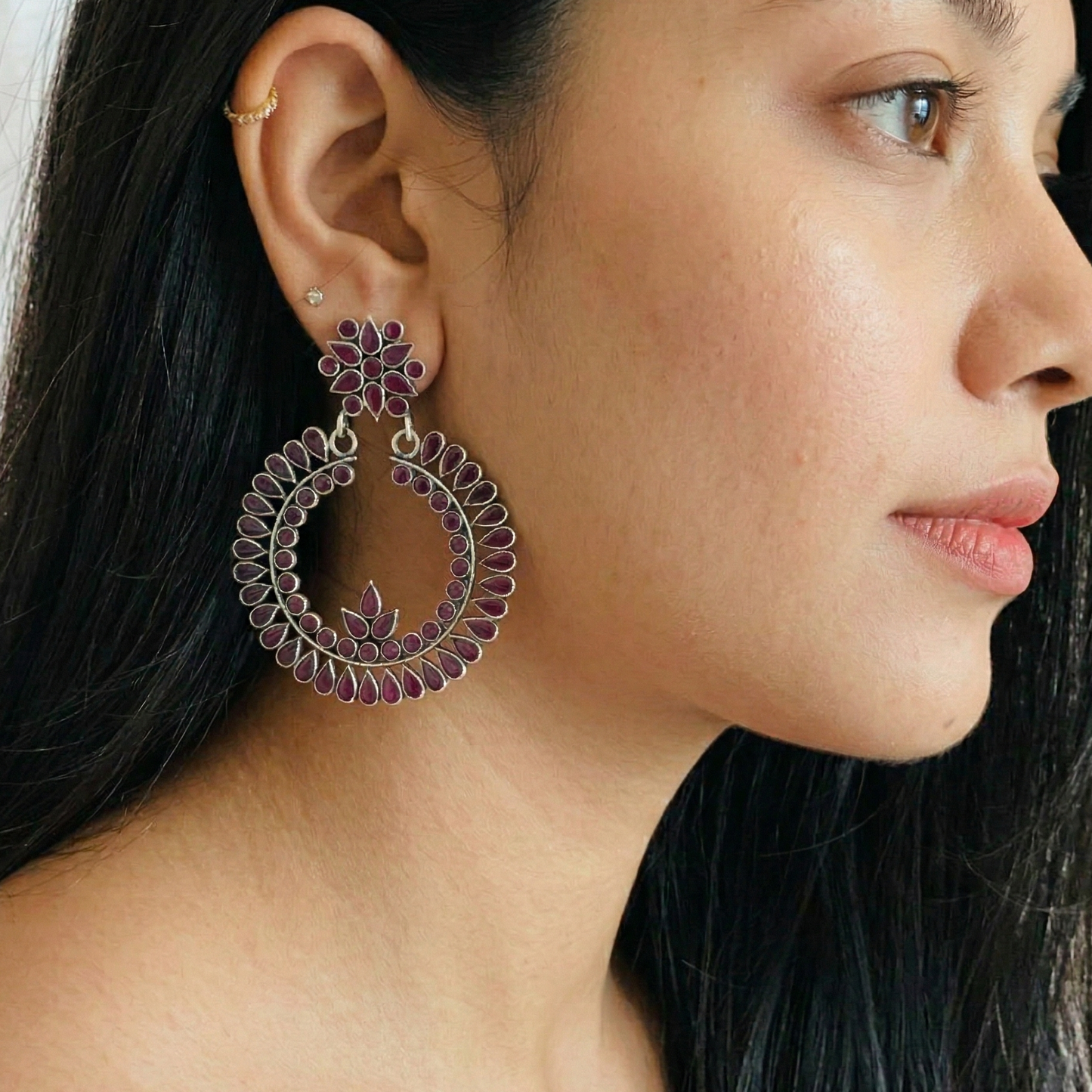 Pink Polki Chandbali